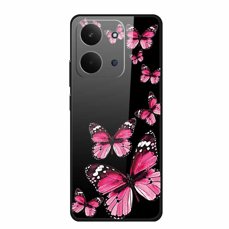 Glas-Rückseite für Redmi 15C 4G Hülle 15 C Niedliche Cartoon-Hülle aus hartem gehärtetem Glas mit weichem Stoßfänger für Redmi 15C Hüllen Coques Fundas