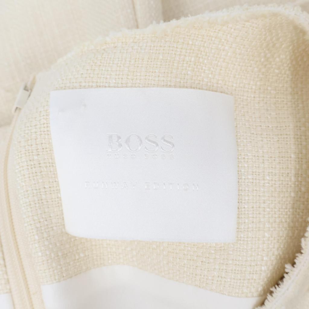 BOSS Ivory sheer pleated belted sleeveless one-piece dress 44 off whiteUsed