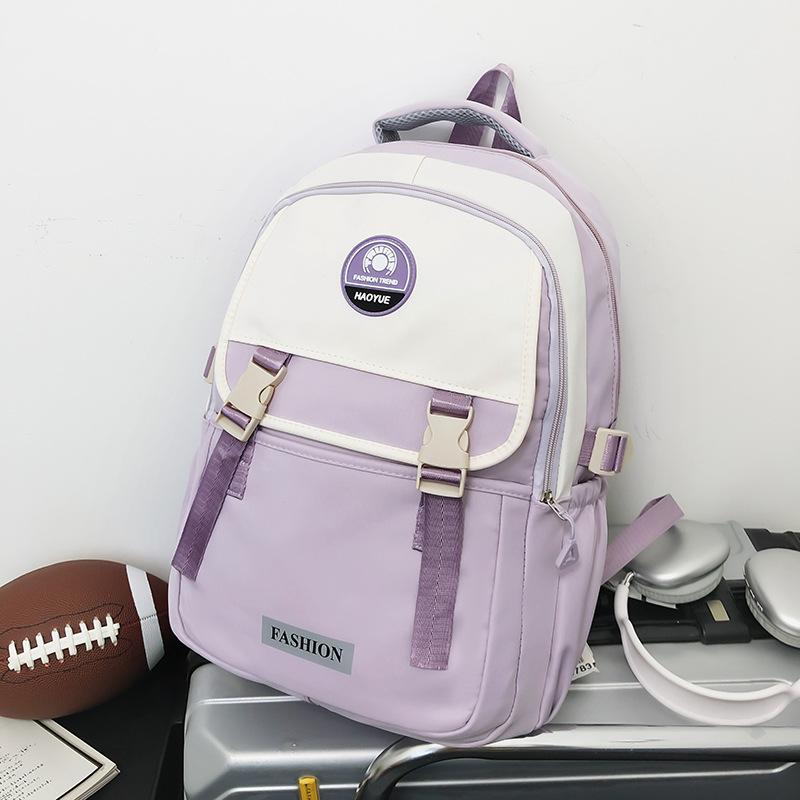 School Bag New School Bag Female Junior High School Student High School Student Backpack Grade 3-6 Large Capacity Simple Lightweight Backpack