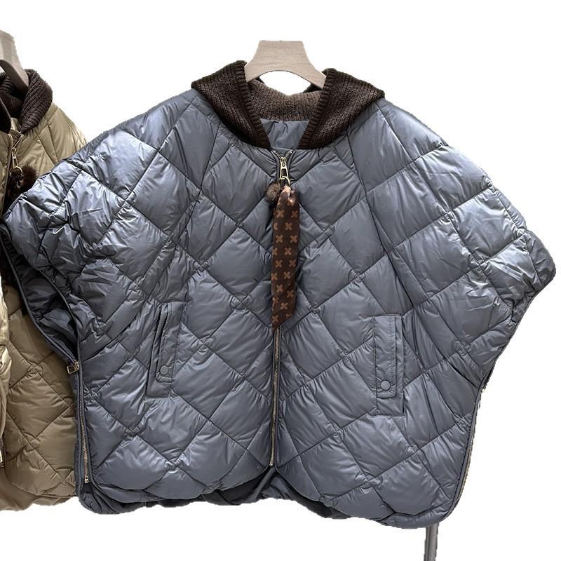 Womens Lightweight Hooded Down Vest Cape Coat 50% Duck Fill Loose Fit Winter Daily Wear