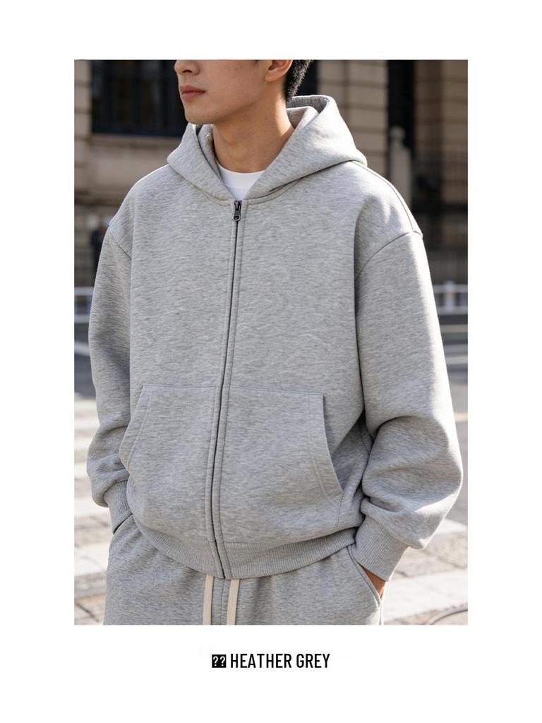 European American Loose Knit Zip-Up Hooded Cardigan - Casual Autumn/Winter Jacket for Couples