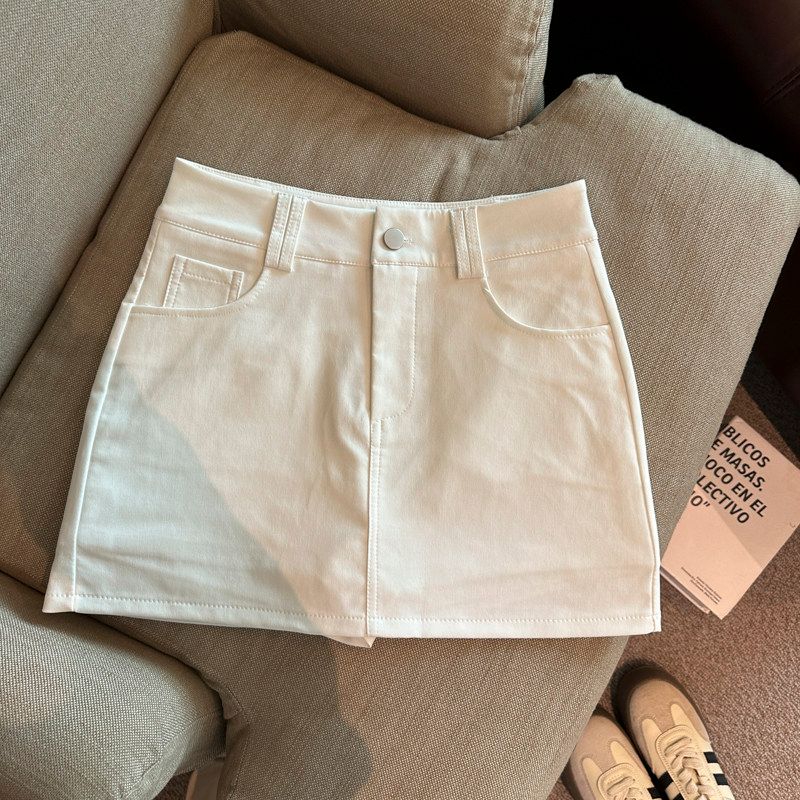 

Emily Clud s Recommended Selection~ High-Waisted Skirt Shorts for Women, Spring and Summer Anti-Exposure Hip-Hugging A-Line Short Skirt White L