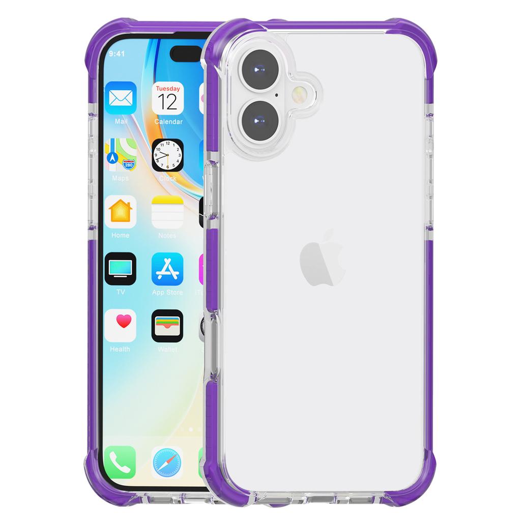 Etui na iPhone 16 Cztery Narożniki Odporne na Upadki Przezroczyste TPU + TPE + PC Pokrowiec na Telefon