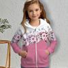 Mädchen 3D Blumen Kapuzenmantel Oberbekleidung Rosa Langarm 3D Druck Herbst Winter Aktive Mode Niedlich Kinder 3-12 Jahre