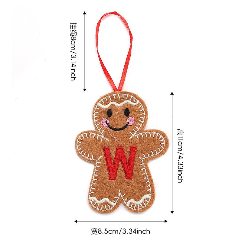Gingerbread Man Ornaments for Christmas Tree Hanging Decor with Alphabet Letters Festive Holiday Home Decorations Gift