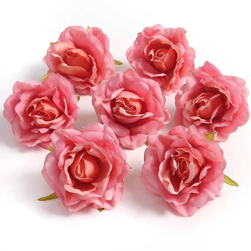 3/5Pcs Rose Artificial Flowers Heads 7cm Fake Flowers for Marriage Wedding Decorations Home Decor DIY Craft Garland Accessories