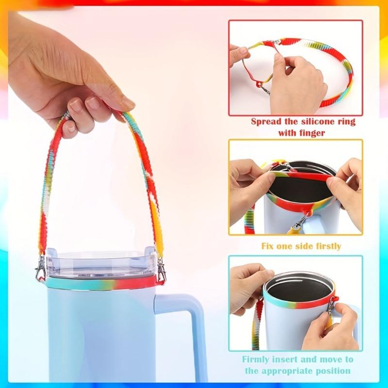 Efficient Sports Cup Leashes Portable Carrying Handle Silicone Drink Holders For Fitness Camping And Daily Activity
