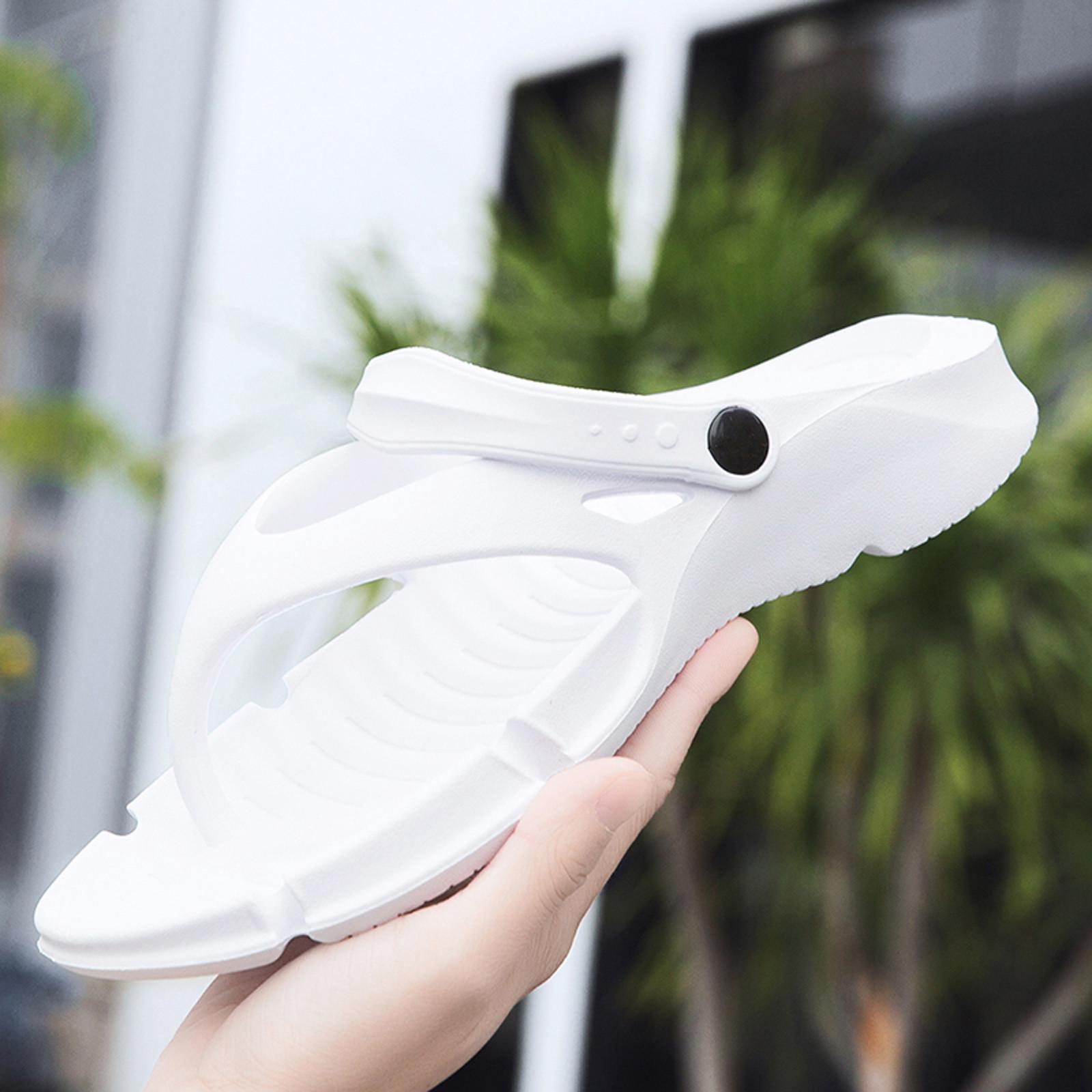 

Мужские шлепанцы, летние пляжные тапочки для мужчин, нескользящая обувь на плоской подошве 35 белый