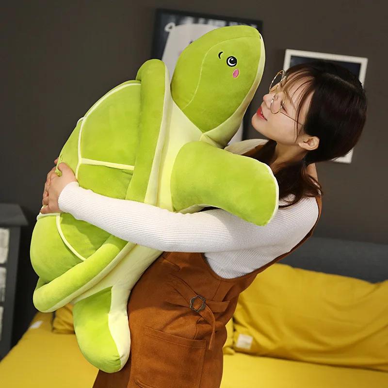 80Cm Very Cute Simulation Animal Tortoise Stuffed Plush Toy Green (Sea) Turtle Doll Car Sofa Bed Sleep Hold Throw Pillow Gift