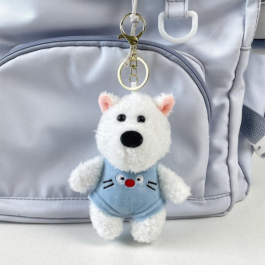 Adorable West Highland Terrier Plush Toy Cute Costumed Dog Stuffed Animal Keychain