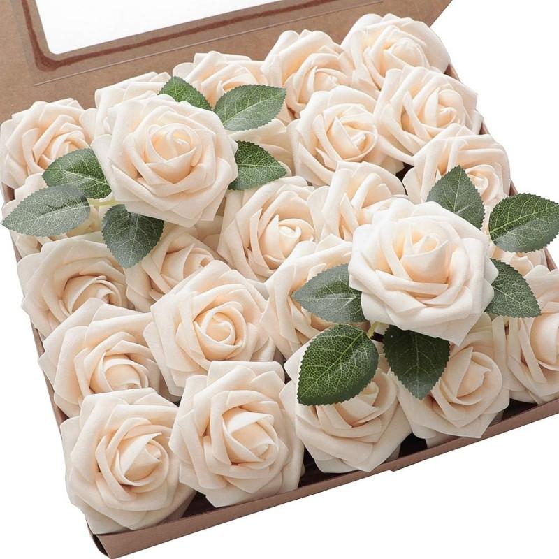

10/25pcs Artificial Flowers Roses with Stems Wedding Bouquets Centerpieces Party Home Decor Realistic Fake Flowers for Arrangeme 10PCS