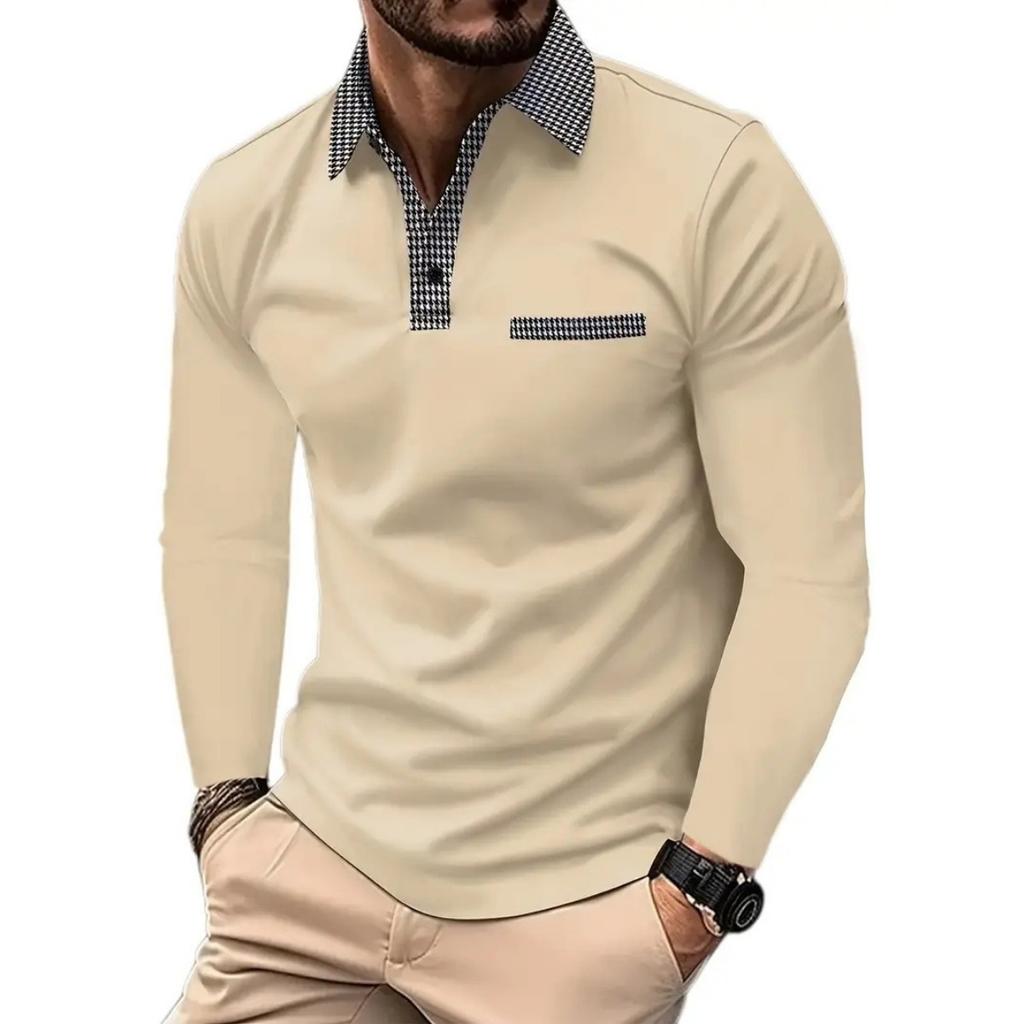 Spring and Autumn Men's Long Sleeve Business Casual Versatile Breathable Moisture Wicking Commuter Daily Top