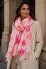 Pink Shawl with Hearts and Gold Shimmer - Romantic Accent 180x90