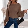 Women S Solid Color Crew Neck Long Sleeve Loose Fit Casual T Shirt