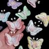 10Pcs 3D Mesh Pearl Butterfly Appliques Double-layer Chinese Style Butterfly Embroidered Patches Cloth