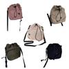 Drawstring Ruched Shoulder Bag for Women Girl Nylon Cellphone Bag Lady Purse