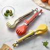 Vertical Foot Kitchen Food Tongs – Stainless Steel Heat Resistant Silicone Tips Round, Strong Comfort Grip,Non-Scratch Pan, for Cooking, BBQ, Salad