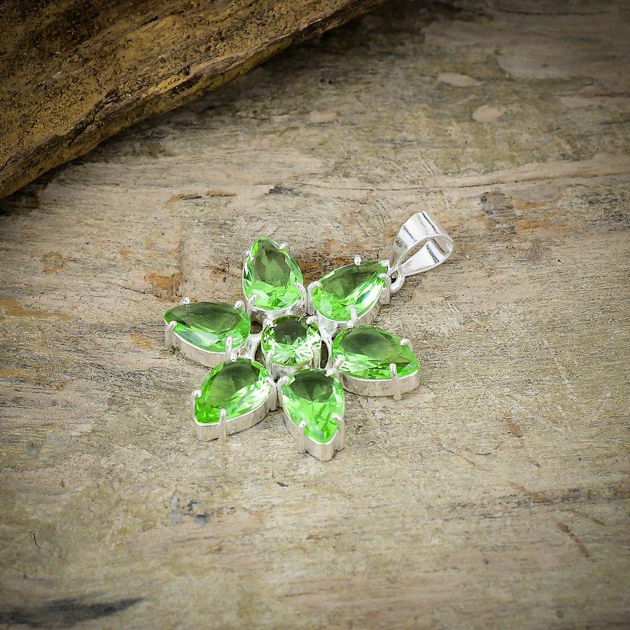 Tsavorite Gemstone Handmade 925 Sterling Silver Jewelry Pendant 1.77" M-81