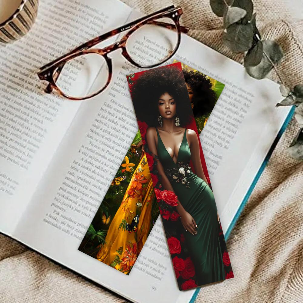 32pcs, Floral Black Woman Bookmark, Back To School Season, Christmas, Halloween, Suitable for Teachers, Readers, Birthday Gifts.