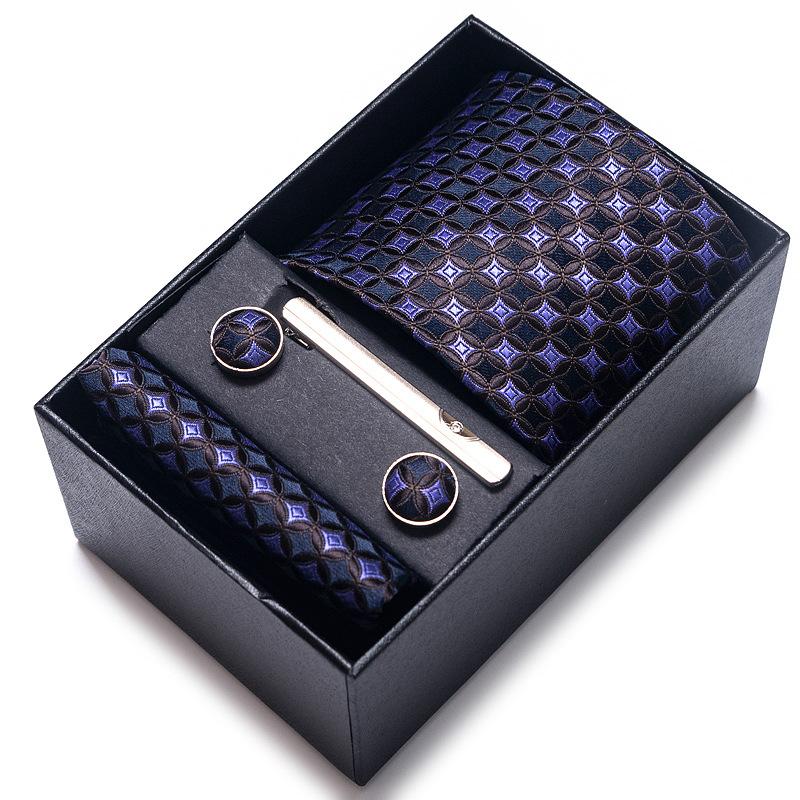 Cravatta Uomo Sposo Matrimonio Compleanno Regalo Per Ragazzi alla Moda Formale Casual Cravatta Asciugamano da Taschino Set Scatola Regalo