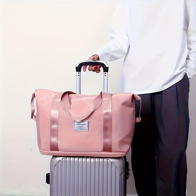Cestovní taška duffel s velkou kapacitou - Růžová nylonová taška do tělocvičny a na cesty, Lehká cestovní kabelka, Všestranná sportovní taška