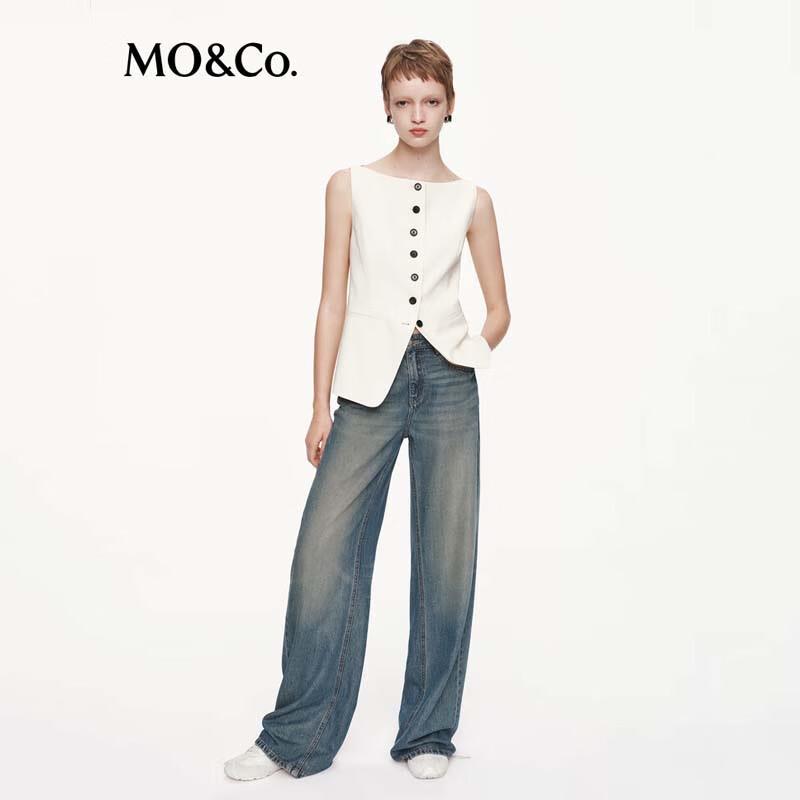MO&Co. Women's Mid-Rise Straight-Leg Denim Trousers