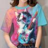 For Women 3d Cat Pattern Shirt, Daily Classic Short Sleeved Round Neck Women's Clothing Fashion T-shirt