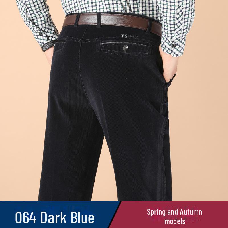 Men's Stretch Corduroy Pants - Middle-Aged, Casual, Loose Fit, Plus Velvet, Thickened for All Seasons