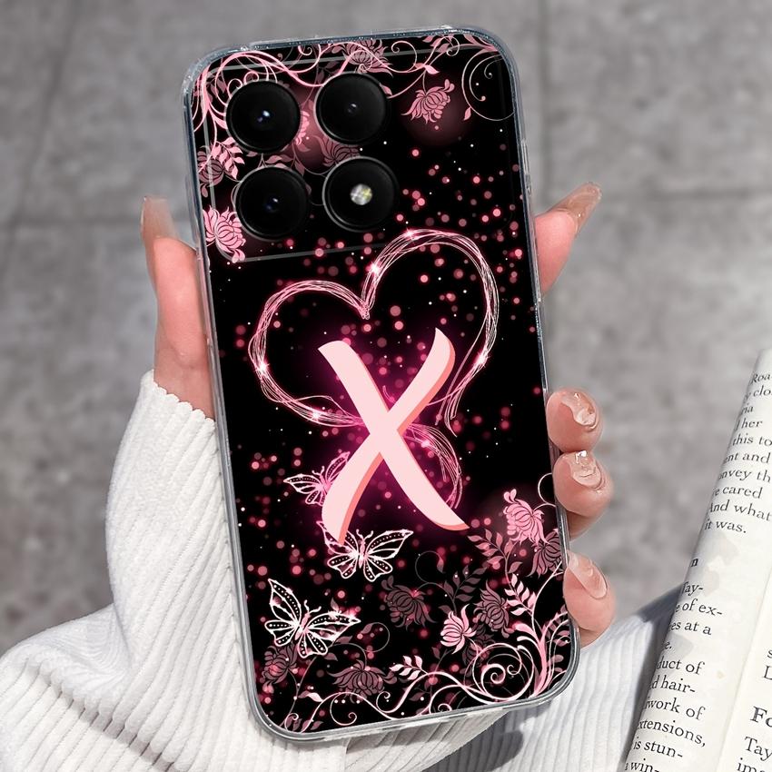 Casing For Redmi K70 K80 K60 K50 K40 K30 K20 Pro K70e K60e K90 Pro Max Phone Case Premium Letters Pattern Transparent TPU Back Cover For Redmi Housing
