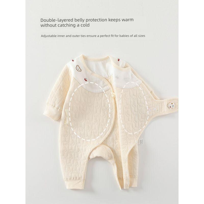 Newborn Baby Clothes, Class a Pure Cotton Autumn and Winter Infant Warm Butterfly Clothing, Baby Size 52 One-Piece Romper