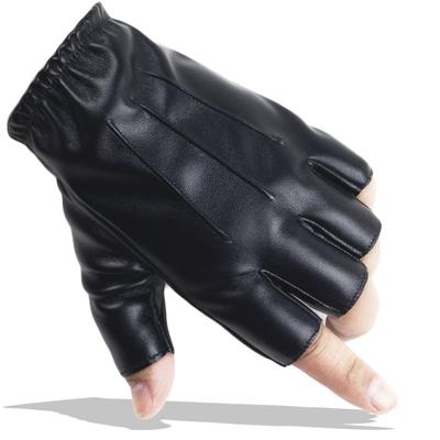 Luvas de couro de comércio exterior de meio dedo para atividades ao ar livre, andar de bicicleta, couro PU, masculinas, quatro estações, para dirigir, street dance, dança em boate, ao ar livre, anti-couro