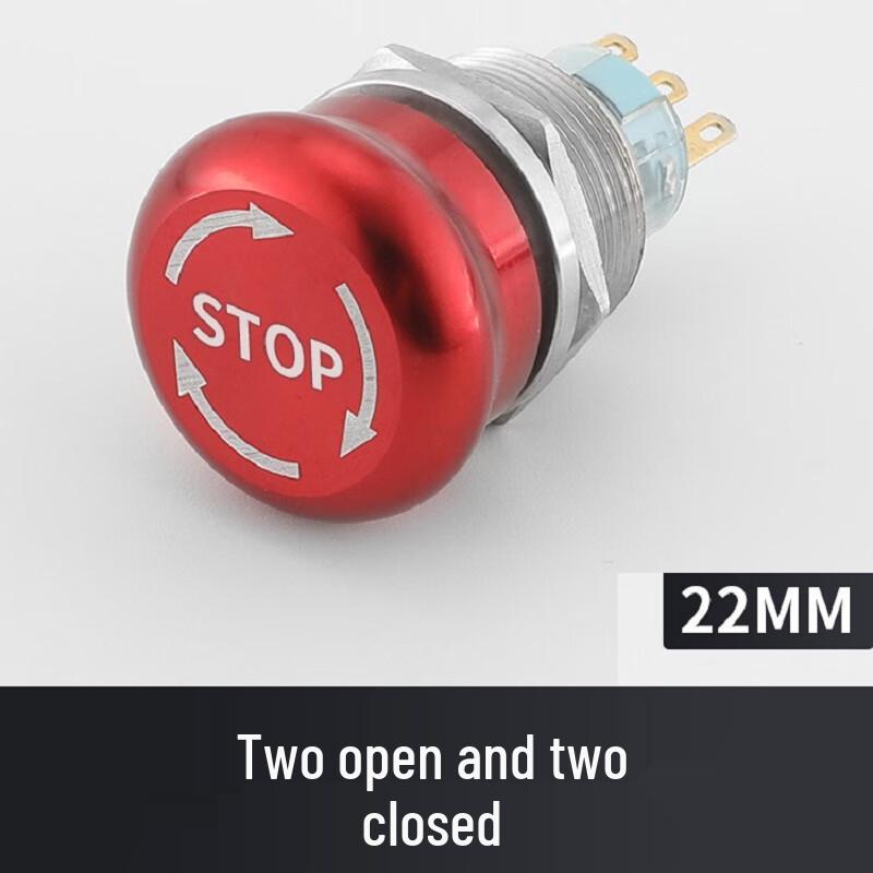 

Zhuochi 25mm Metal Push-Lock Twist-Release Emergency Stop Button Switch CN plug (adapter included)