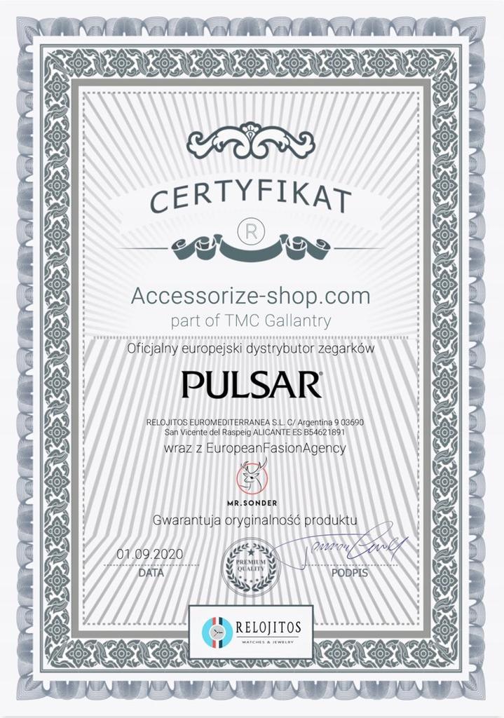 Zegarek PULSAR P8A007X1. Kwarcowy, Kolor niebieski. Mężczyzna.