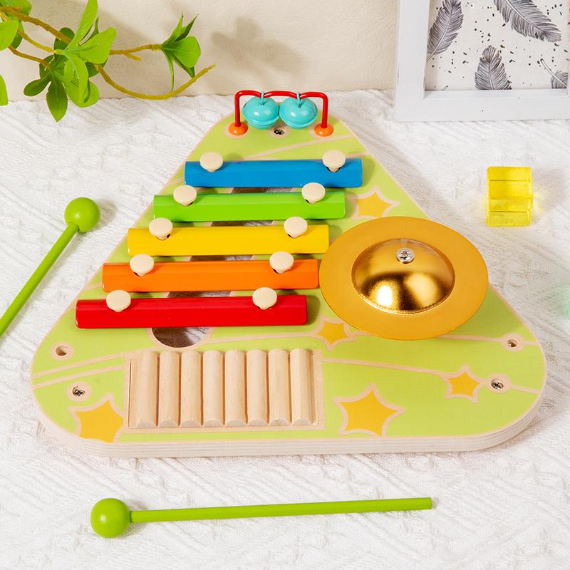 Multifunktionstisch Spielzeug für Babys mit Musik, Holzmusikinstrument Spielzeug für Kinder von 3 bis 6 Jahren, Montessori Frühpädagogisches Spielzeug