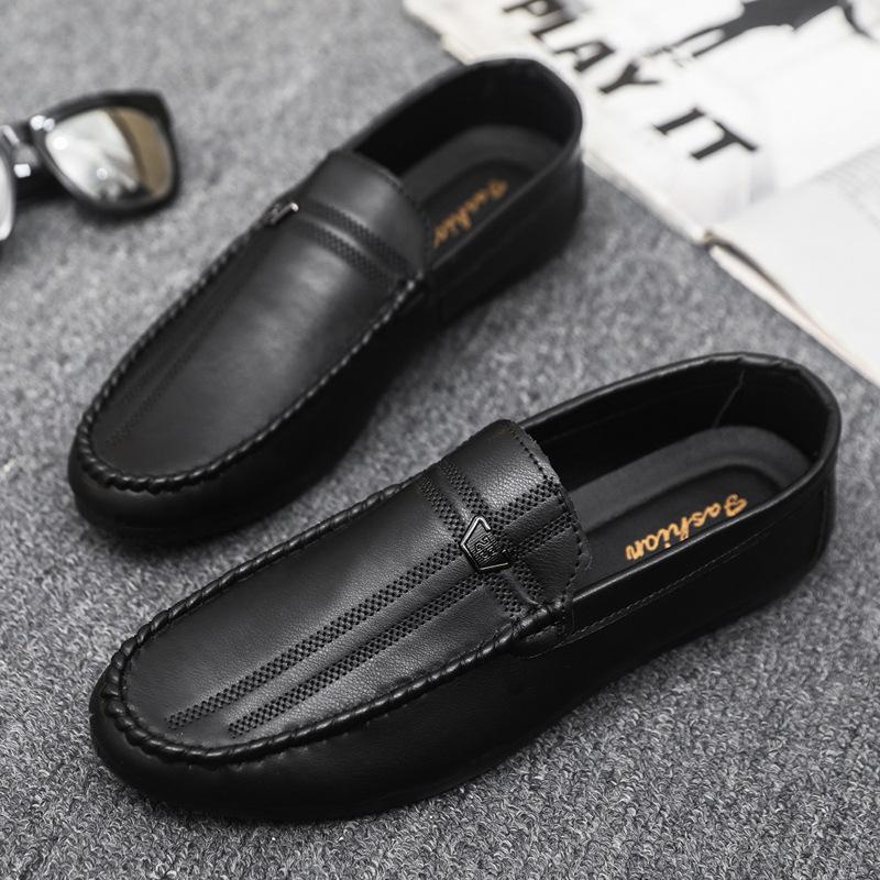 Leather shoes men's spring and summer new British style Doudou shoes men's casual shoes soft sole breathable light foot cover lazy