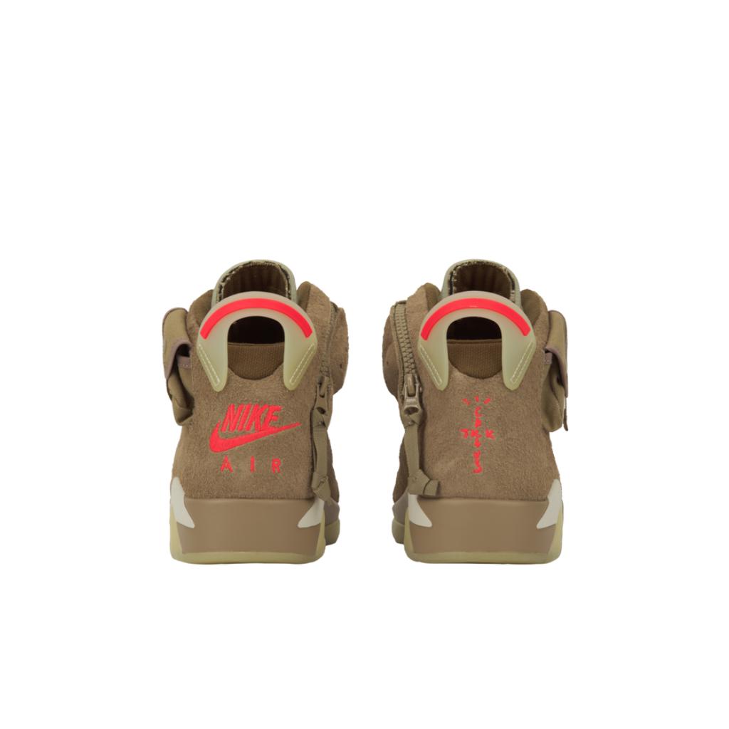 Travis Scott X Air Jordan 6 Retro British Khaki Unisex Sneakers Tan Sail Bright-Crimson DH0690-200