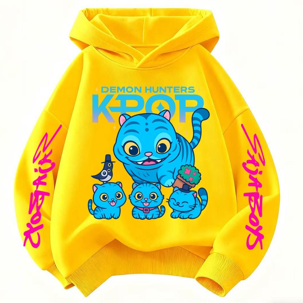Cute Children's Clothes KPop Devil Hunter Fashion Print Casual Movie Girls Boys Winter Casual Woolen Hoodies