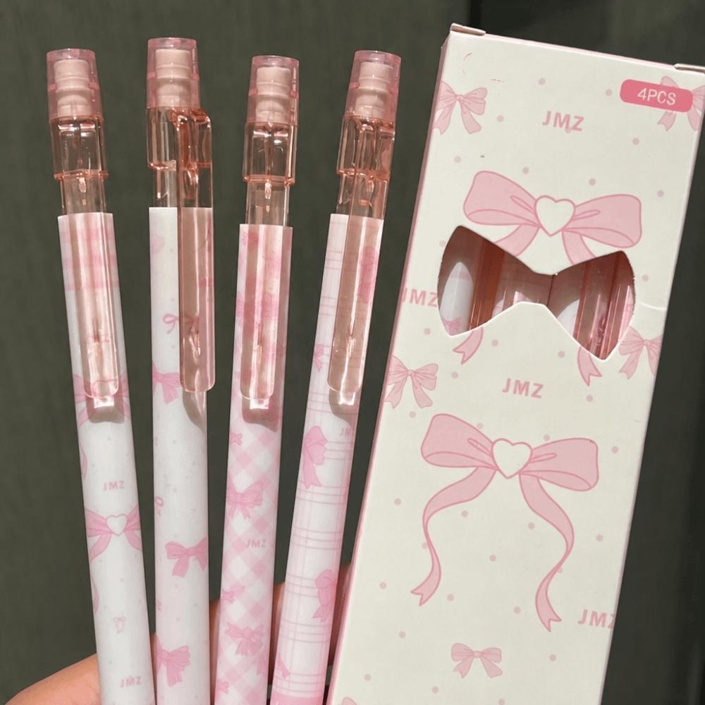 4PCS/Set Bow Series 2B Pencils with Eraser Top Writing Pencils Kawaii Automatic Pencils Gift