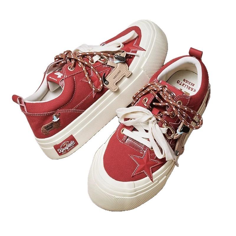 Sausage star shoes canvas thick-soled heightening low-top canvas shoes breathable and versatile casual