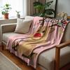 Pink Cartoon Cotton Candy Anime Cartoon Flannel Blanket Soft Warm Throw for Bedroom Sofa Car Kids Holiday Gift