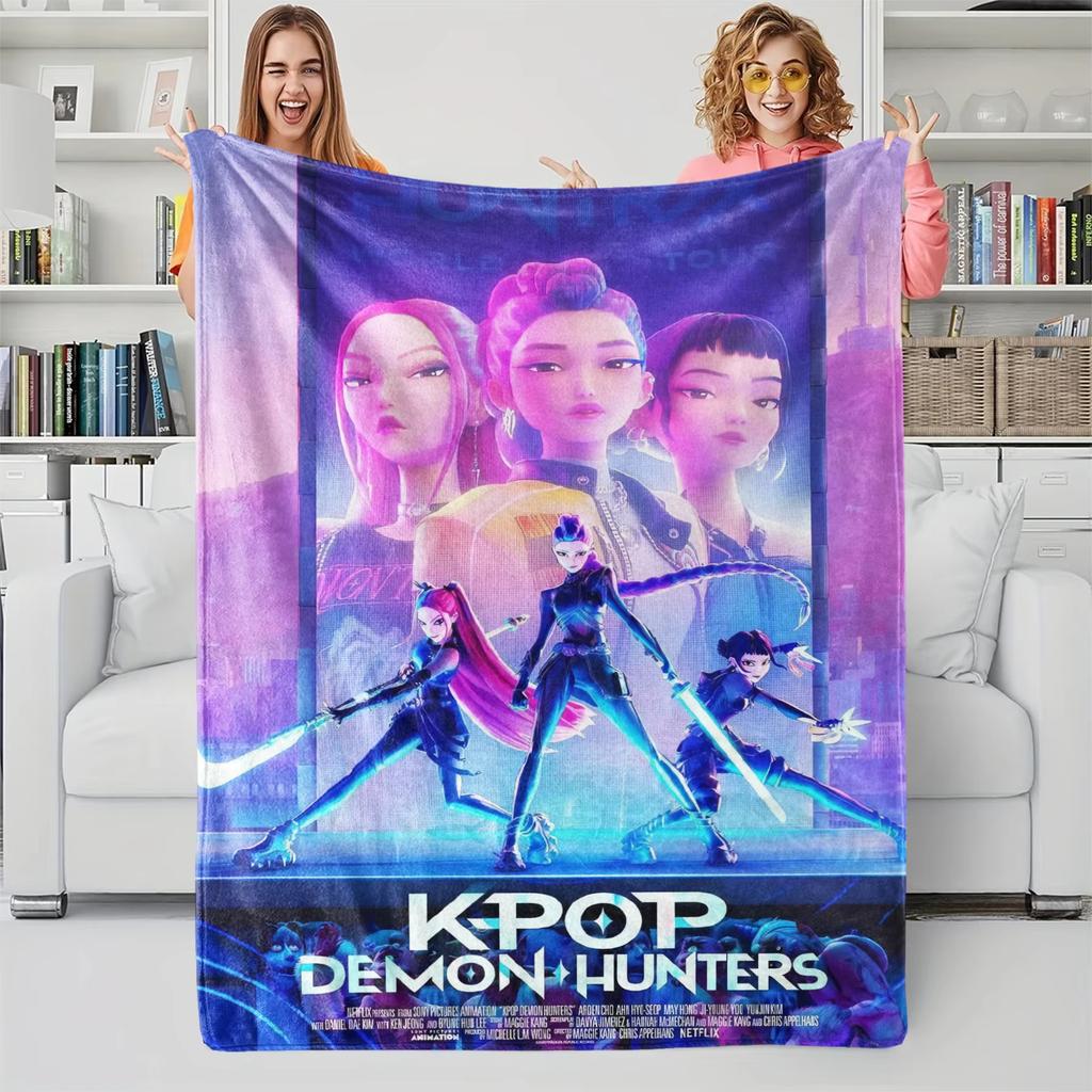 K-Pop Demon Hunters Anime Blanket Ultra Soft Plush Throw For Girls Boys All Season Gift For Bed Sofa Office Camping Trip