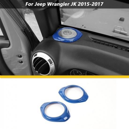 Dash A-Pillar Speaker Trim Cover Decor for Jeep Wrangler JK 15+ Accessories Blue