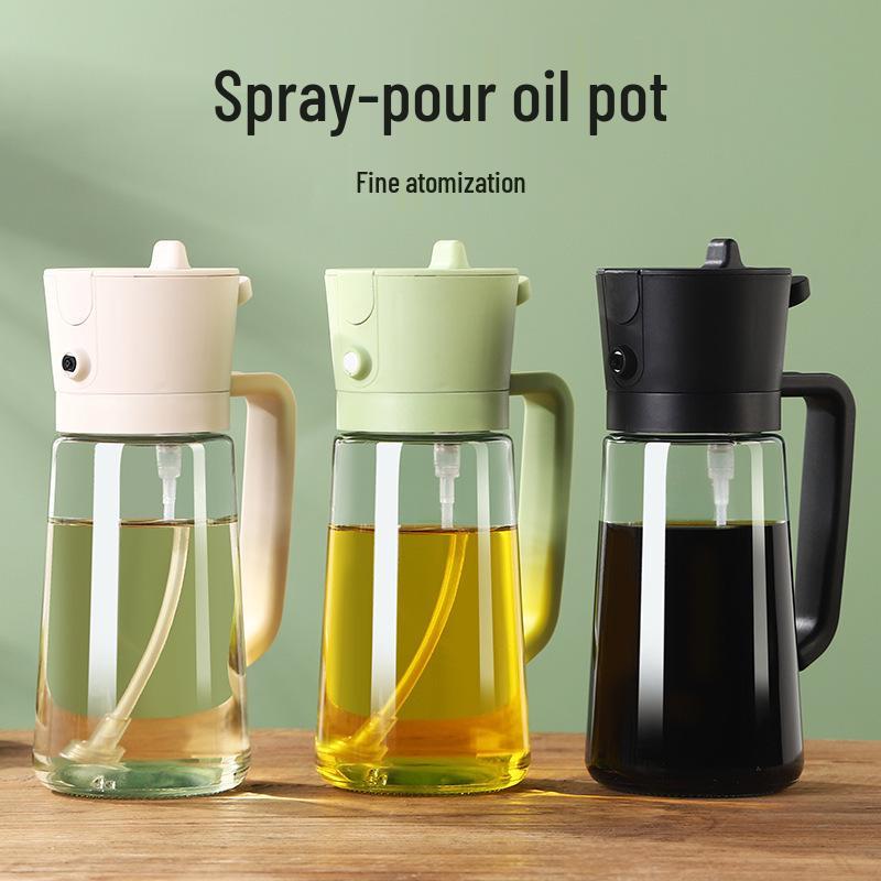 470ml Non-Drip Dual-Use Oil Spray & Pour Bottle with Automatic Closure