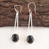 Oval Black Tourmaline Gemstone Sterling Silver Daughter Gift New Dangle Earrings EE-136-29