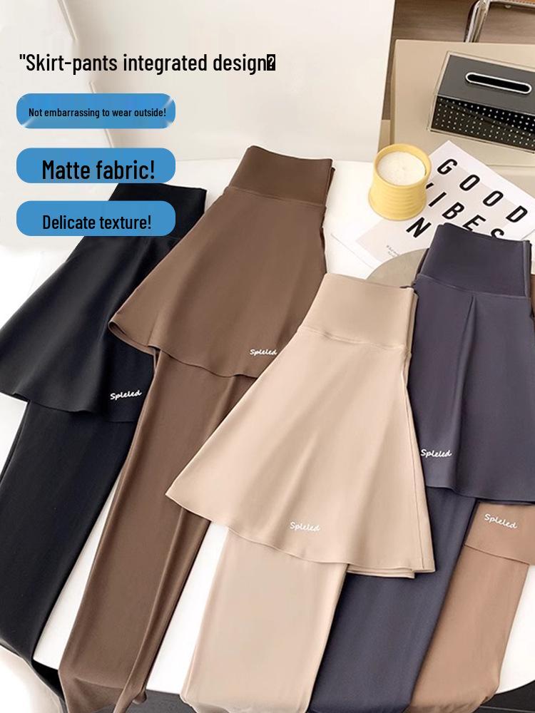 Women's High-Waisted Yoga Skirt Pants, Autumn/Winter, Plus Velvet, Two-in-One Pilates Sports Leggings
