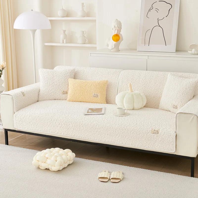 

Современное полотенце для дивана из овечьей шерсти, сплошной цвет, плотные плюшевые мягкие и гладкие чехлы для диванов для гостиной, противоскользящий чехол для дивана 30x50cm pillowcase