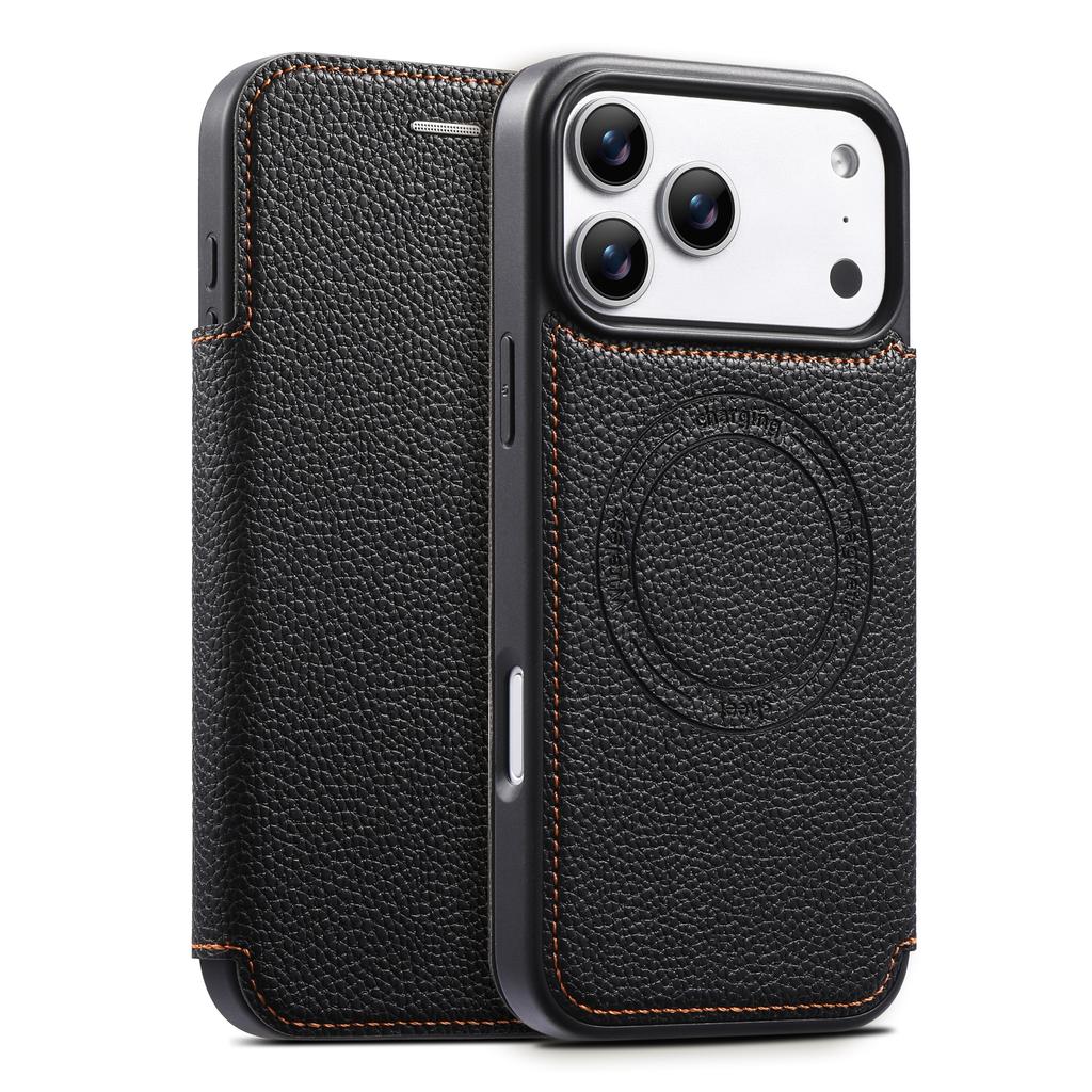 Luxury Business Magnetic Flip Cards Solt Leather Phone Case for iPhone 17 Pro Max 16 15 14 13 Shockproof for Magsafe Slim Cover
