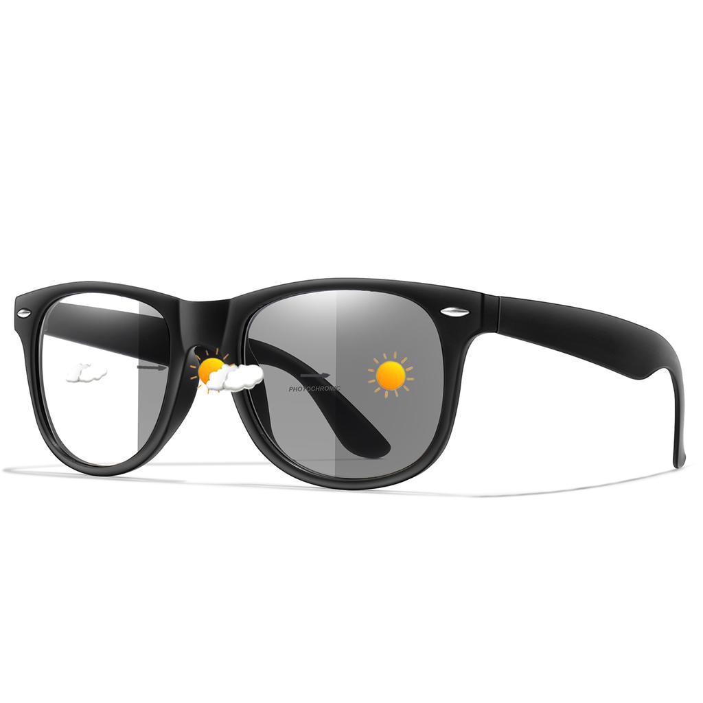 Classic Photochromic Reading Glasses Square Frame Anti Blue Light for Men Presbyopic Eyewear +150 +200
