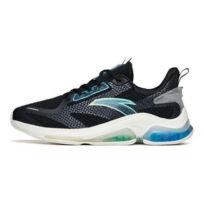 Elastic Gel Shock Absorption Low Top Running Shoes Men Sneakers Black Blue 112215501-4