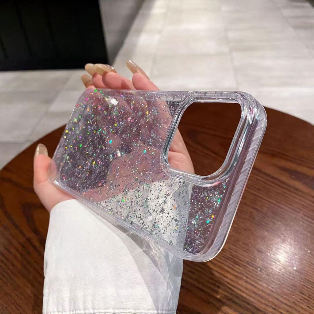 Shiny Glitter Clear Case for iPhone 16 Pro Max, Bling Sparkle Shockproof Protective Cover with Camera Lens Protection